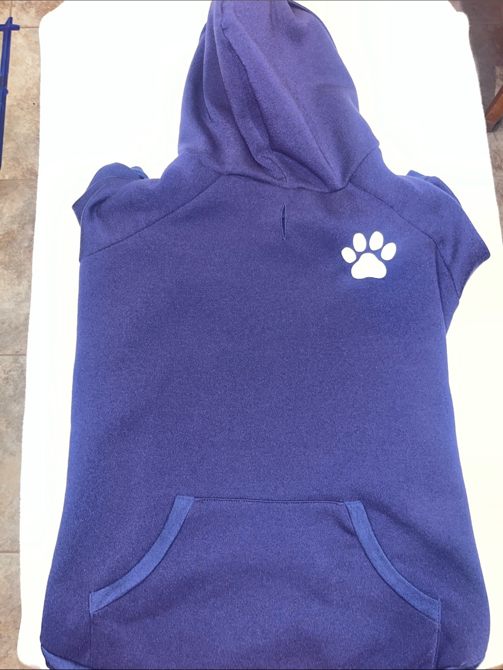Top Paw Navy Dog Hoodie with White Paw Print
